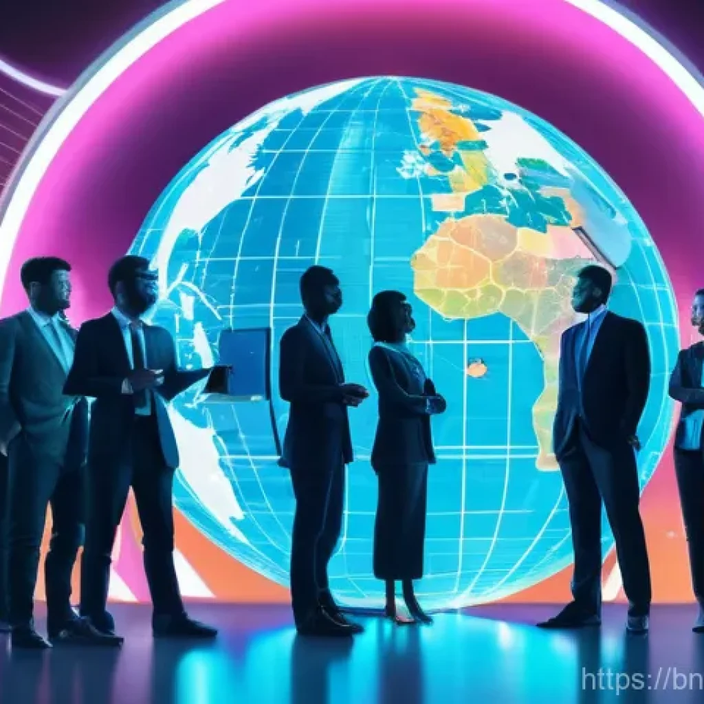 무역 전문가 커리어패스 - **Global Trade Harmony: A Digital Nexus**
A wide, optimistic shot depicting a diverse group of m...