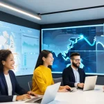 수출입 과정에서의 커뮤니케이션 방법 - **Digital Collaboration for Global Business:**
A vibrant, well-lit modern office or co-working s...