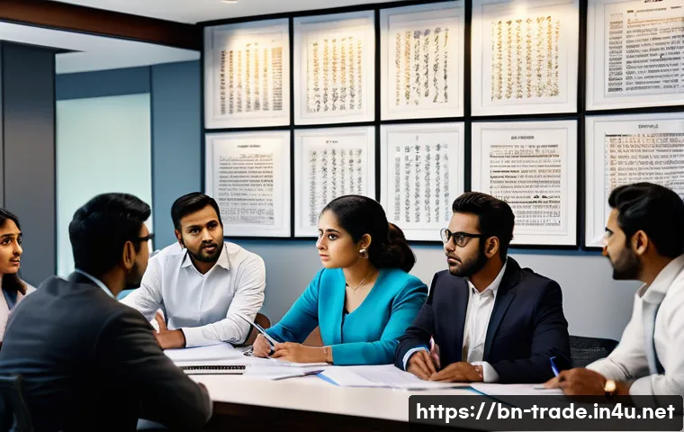 무역 실무자가 알아야 할 법률 - A professional business meeting scene featuring a diverse group of Bengali businessmen and women in ...