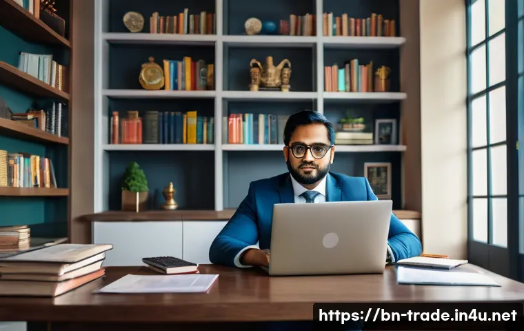 국제무역사의 자격증 유지 방법 - A professional Bengali businessman attending an international trade webinar on a laptop in a modern ...