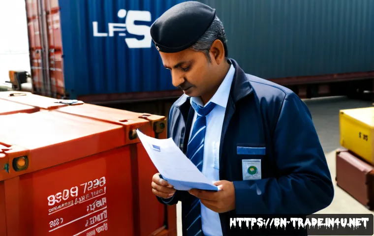 수출입 관련 세금과 관세 설명 - Photorealistic customs clearance scene at a modern South Asian seaport, a Bangladeshi freight manage...